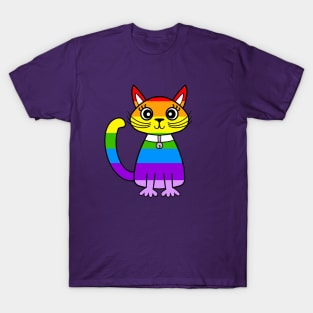 Cat Person, Rainbow Pride Cat T-Shirt